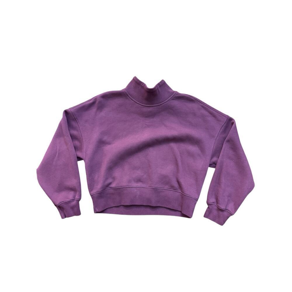 Abercrombie & Fitch Purple Essential Sunday Mock Crew Sweatshirt Size Small